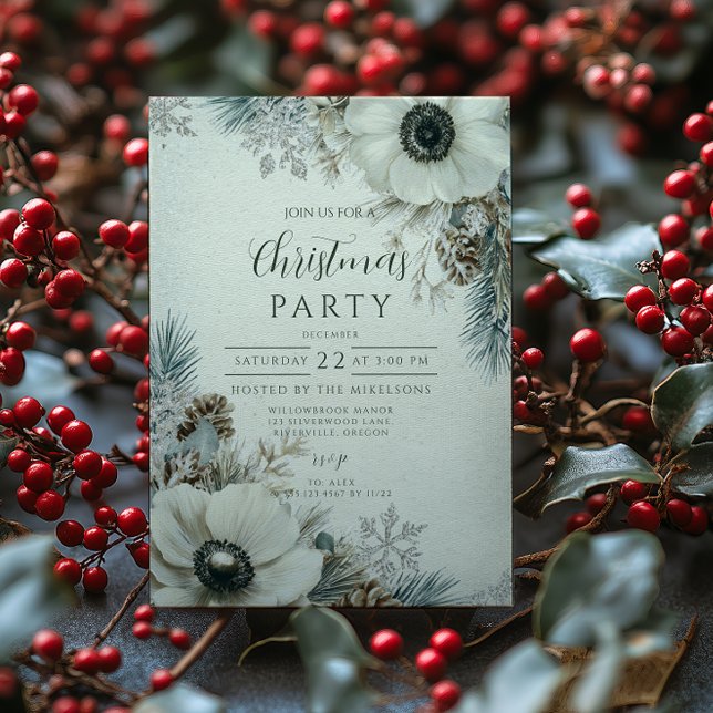 Invitation Noël rustique avec verdure enneigée (Créateur téléchargé)