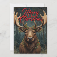 Noël rustique élan cerf boho forêt boisée