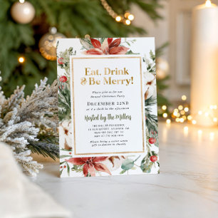 Invitation Noël rustique Fête de Noël en or