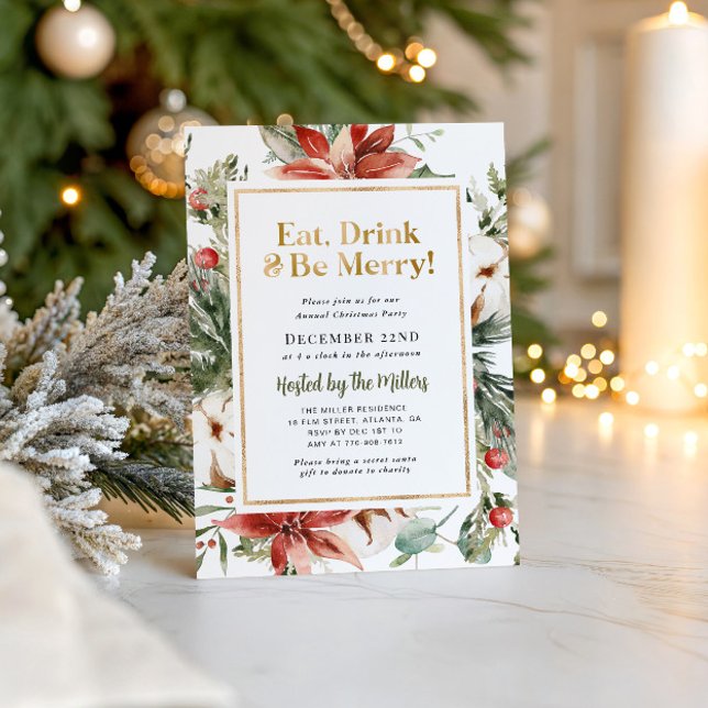 Invitation Noël rustique Fête de Noël en or (Créateur téléchargé)