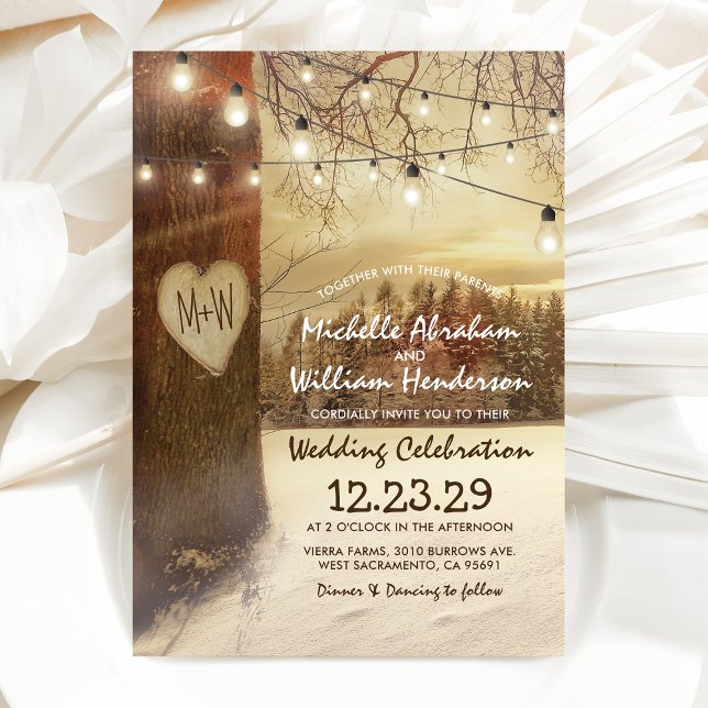 Invitation Noël rustique Mariage d'hiver (Créateur téléchargé)