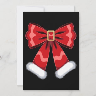 Invitation Noël Santa Ceinture Nœud Rouge Fourrure Ornement X