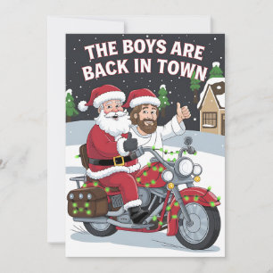 Invitation Noël Santa Jésus à moto drôle de Xmas