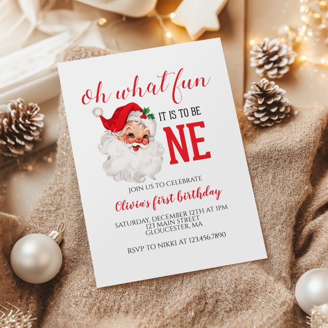 Invitation Noël Santa Vintage Premier Anniversaire (Créateur téléchargé)