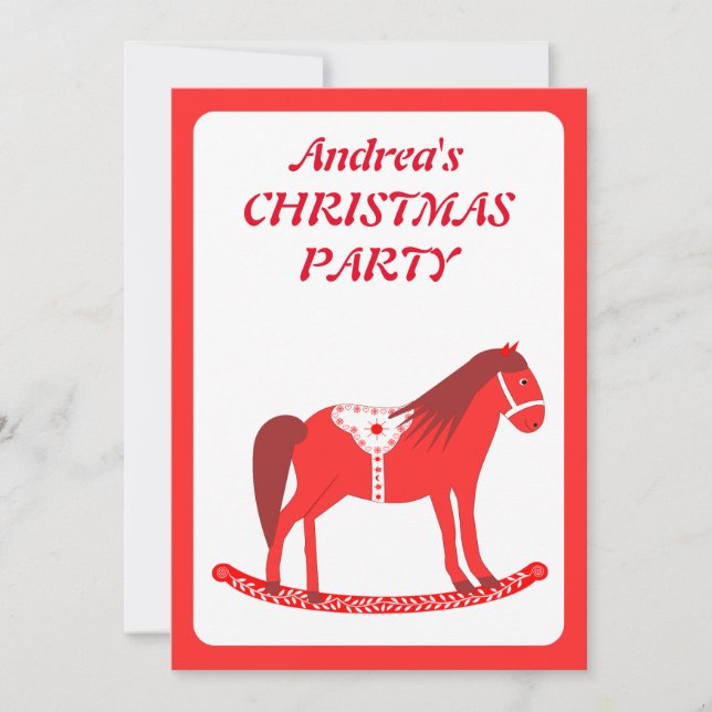 Invitation Noël scandinave Cheval Rocse Custom (Devant)