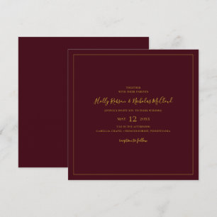 Invitation Noël simple et élégant Mariage Carré rouge