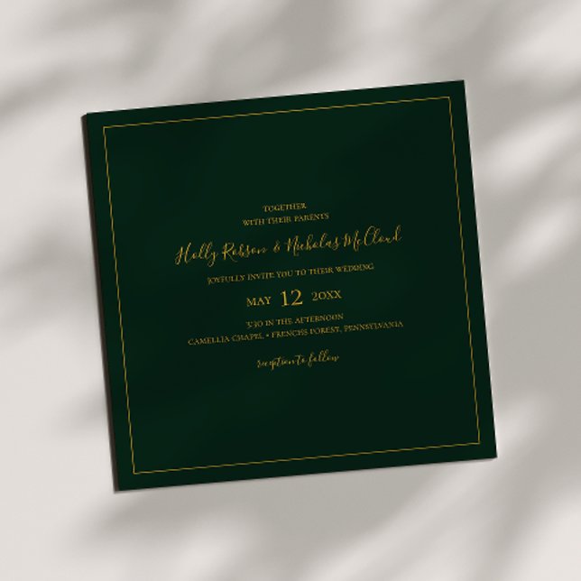 Invitation Noël simple et élégant | Mariage Carré vert (Créateur téléchargé)