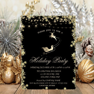 Invitation Noël Sleigh Reindeers Étoiles Vacances