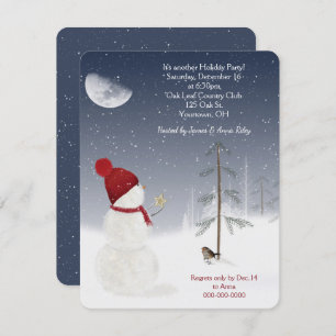 Invitation Noël Snowman avec fête étoilée
