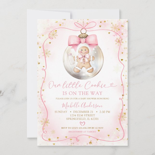 Invitation Noël Sprinkled Petit Cookie Sur Le Chemin Bébé (Devant)