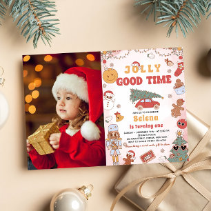Invitation Noël super fête d'anniversaire Jolly bon temps