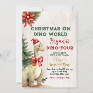Invitation Noël sur Dino World Dinosaur fête d'anniversaire