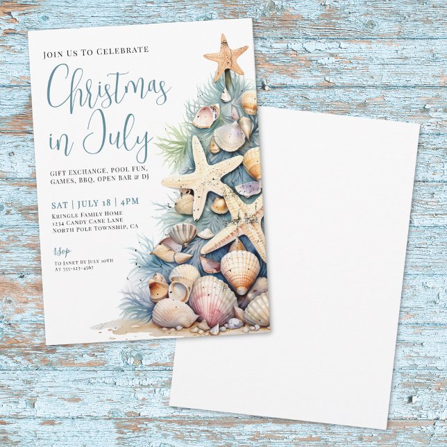 Invitation Noël sur la plage en juillet (Beach Christmas In July Invitation)