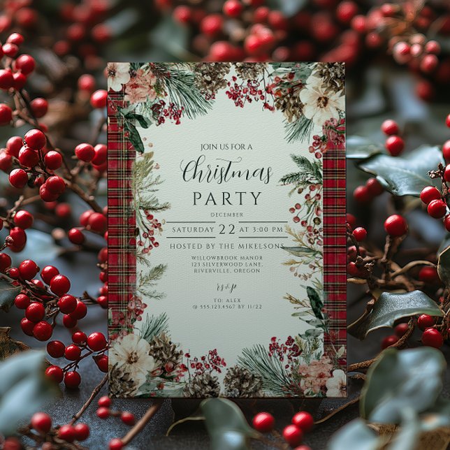 Invitation Noël Tartan Rustique (Créateur téléchargé)