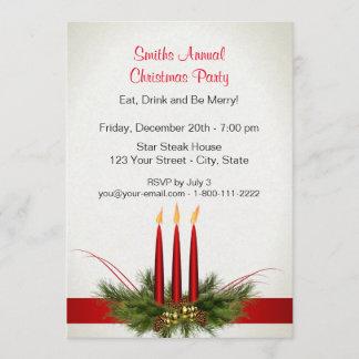 Invitation Noël trois bougies rouges d'invitations de partie