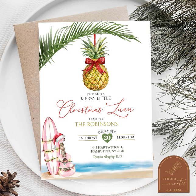 Invitation Noël tropical hawaïen joyeux petit Luau (Créateur téléchargé)