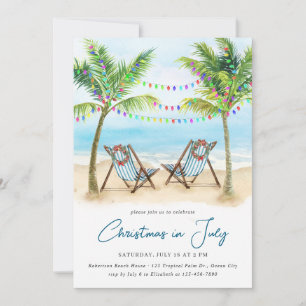 Invitation Noël tropical sous les palmiers en juillet