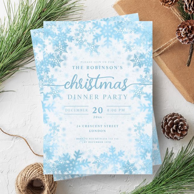 Invitation Noël Turquoise d'hiver moderne (Modern Turquoise Winter Wonderland Christmas Invitation)