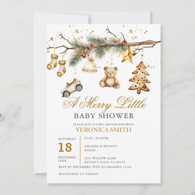 Invitation Noël Un joyeux petit Baby shower (Devant)