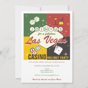 Invitation Noël Vacances Vegas Casino Poker Soirée