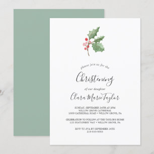 Invitation Noël Verdure & Red Berry Christening