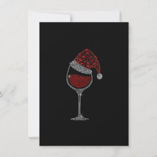 Invitation Noël Verre Rouge Vin Funky Noël Chapeau Noël Noël