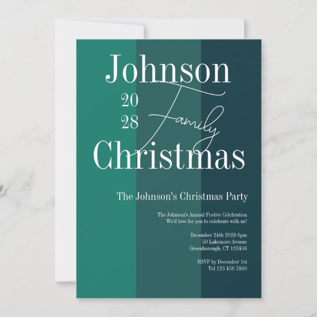 Invitation Noël Vert rayé Noël (Devant)