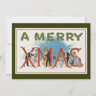 Invitation Noël victorien vintage, une fête de Noël joyeuse