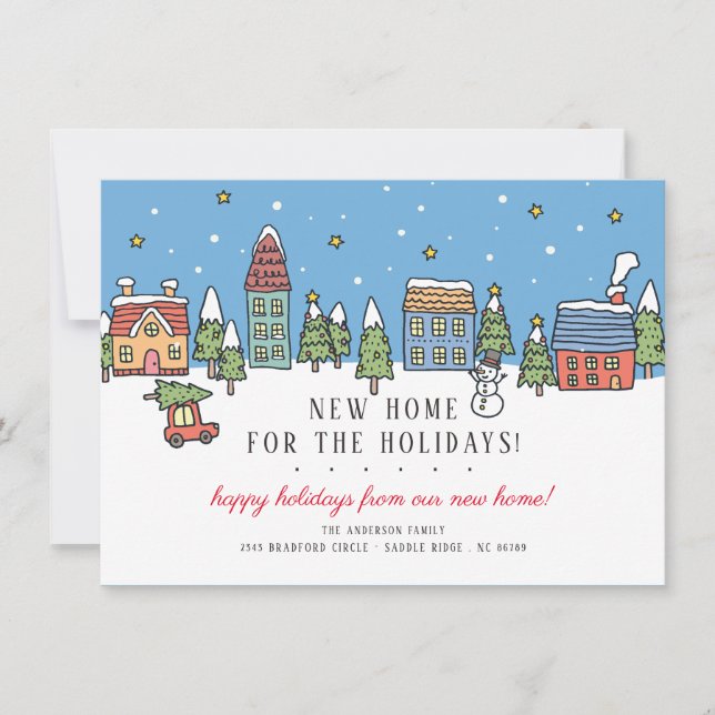 Invitation Noël Ville Nouvelle maison pour les fêtes Noël (Devant)