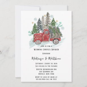Invitation Noël Vintage camion et arbres Mariage