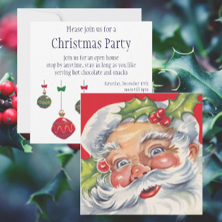 Invitation Noël Vintage, Jolly Père Noël avec son Casquette