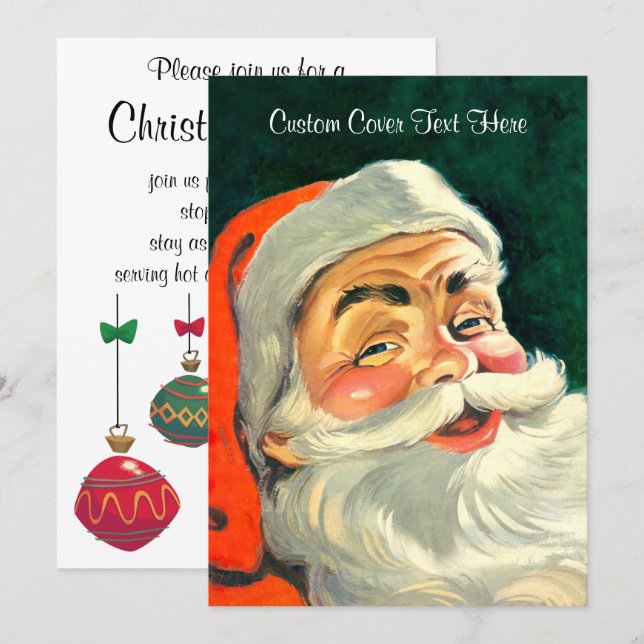 Invitation Noël Vintage, Jolly Retro 50's Père Noël (Devant / Derrière)