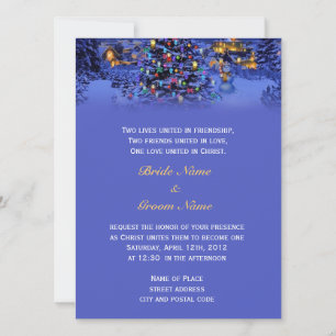 Invitation Noël vintage nuit enneigée mariage de la religion
