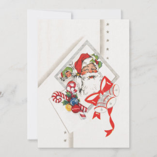 Invitation Noël vintage, Père Noël avec Canneberges
