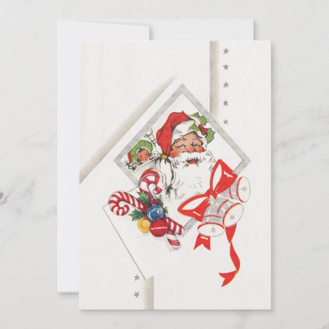 Invitation Noël vintage, Père Noël avec Canneberges (Devant)