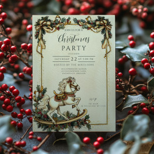 Invitation Noël vintage Rocking Horse