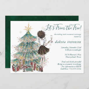 Invitation Noël vintage Tree Trim Orament Exchange