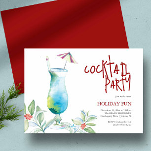 Invitation Noël Watercolor Cocktail tropical