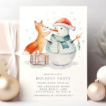 Invitation Noël Watercolor Fox Snowman Fête<br><div class="desc">Noël Aquarelle Fox Snowman Fête Invitation. Cette belle aquarelle est accentuée par un joli renard boisé décorant un bonhomme de neige. Personnalisez ce design de vacances personnalisé avec vos propres détails de fête. Parfait pour un dîner de Noël en famille ou pour une fête de vacances en entreprise!</div>