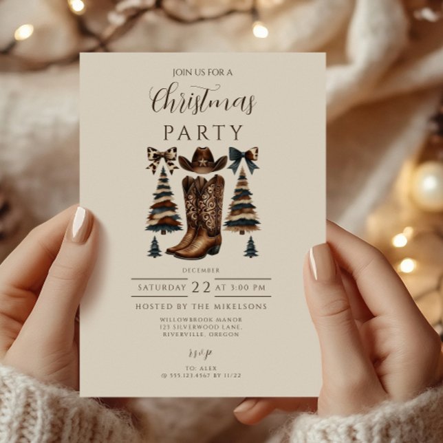 Invitation Noël Western Cowgirl Bow (Créateur téléchargé)