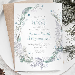Invitation Noël Wreath Hiver Onederland 1er anniversaire