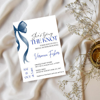 Invitation Nœud bleu qu'elle noue le shower de mariage