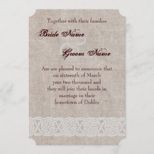 Invitation Noeud celtique sur burlap rustique irish tradition