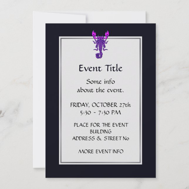 Invitation Nœud Celtique Violet Scorpion (Dos)