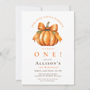 Invitation Nœud Coquette Citrouille Anniversaire d'Automne