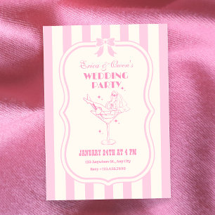 Invitation Nœud coquette féminin rétro rose pour mariage