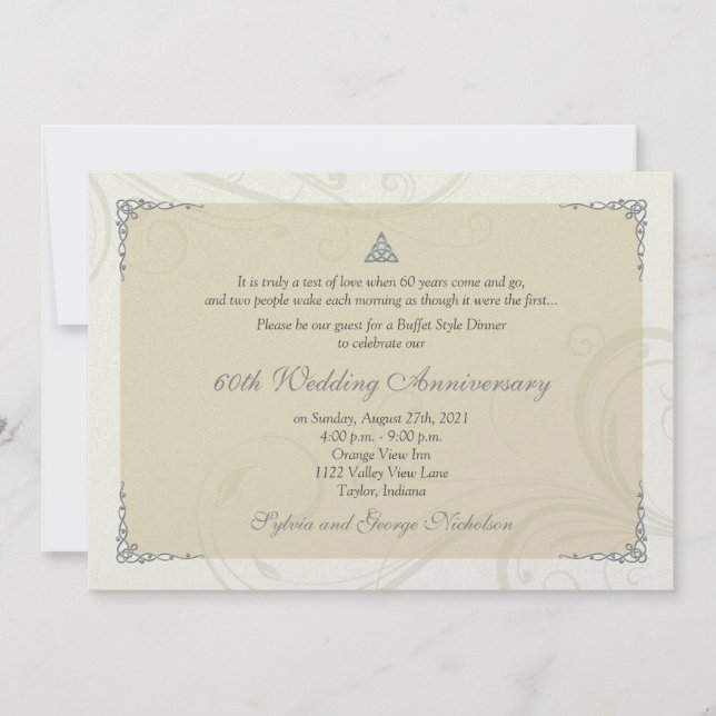 Invitation Nœud d'amour celtique en diamant pour anniversaire (Devant)