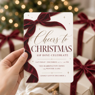 Invitation Nœud de Bourgogne Vœux pour le dîner de Noël 