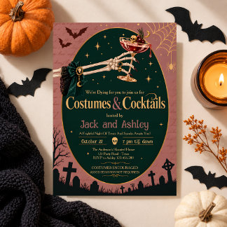 Invitation Nœud de Halloween Costumes gothiques et cocktails