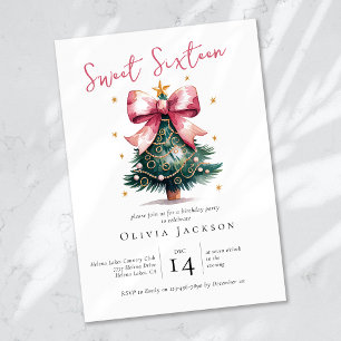Invitation Noeud de l'arbre de Noël Coquette Sweet Sixteen